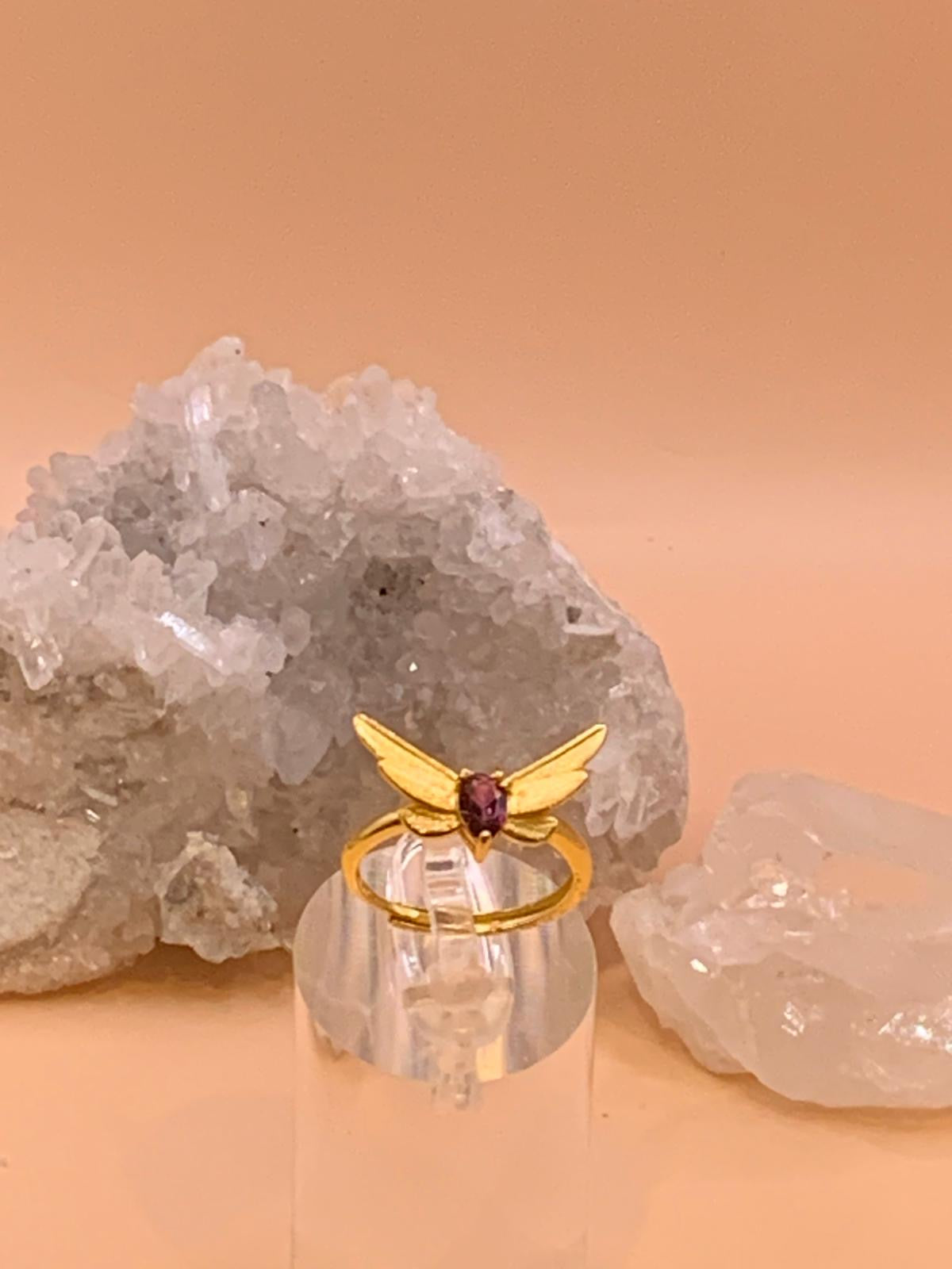 Purple Granat Schmetterling Ring