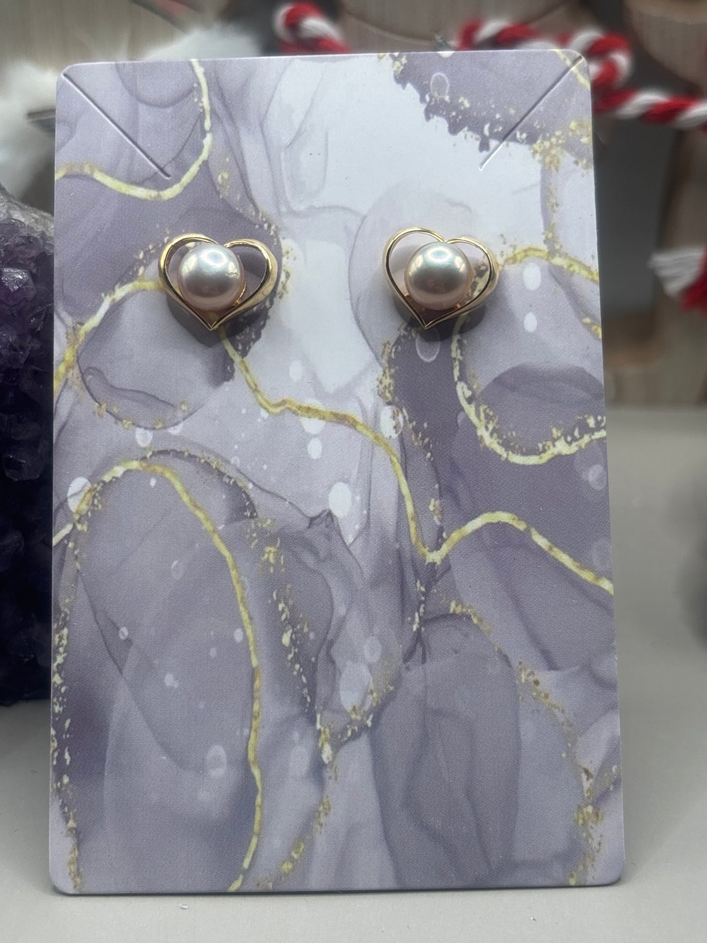 Perle Herz Ohrstecker