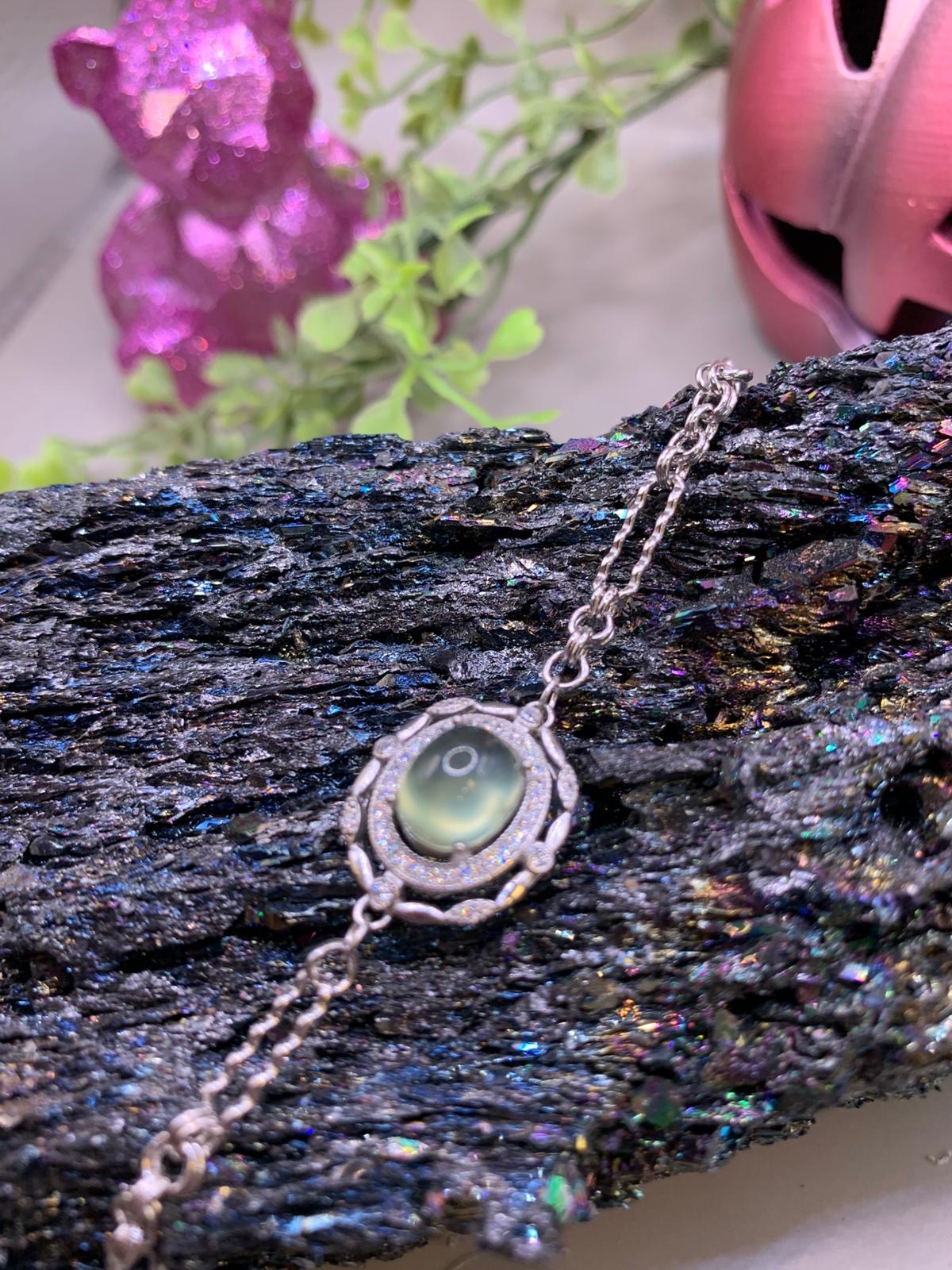 Prehnit Armband schlicht mit Zertifikat