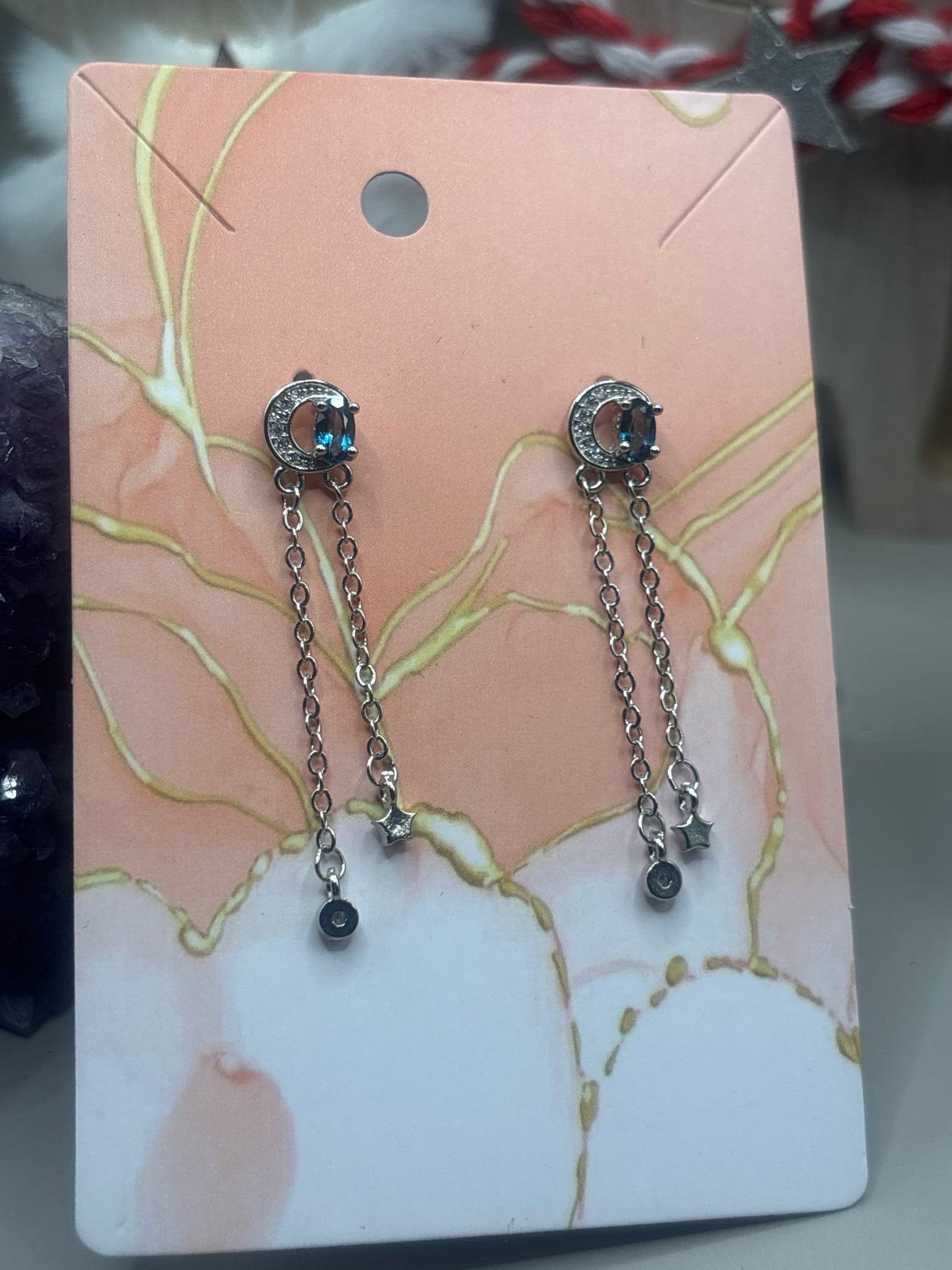 Londonblue Topas Mond hängende Ohrringe