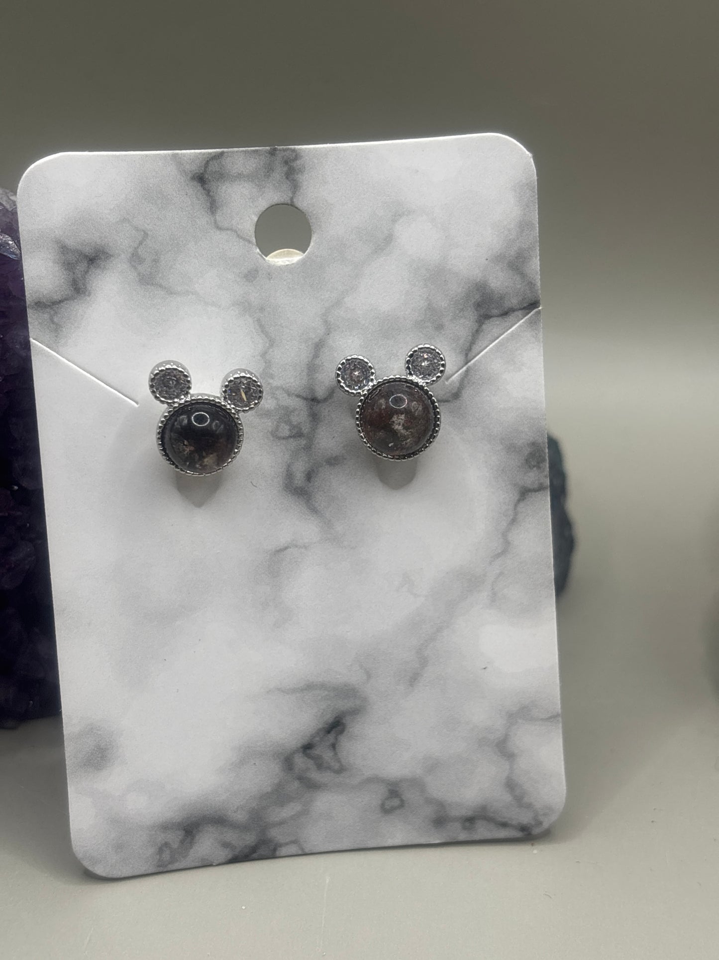 Gartenquarz Mauskopf Ohrstecker