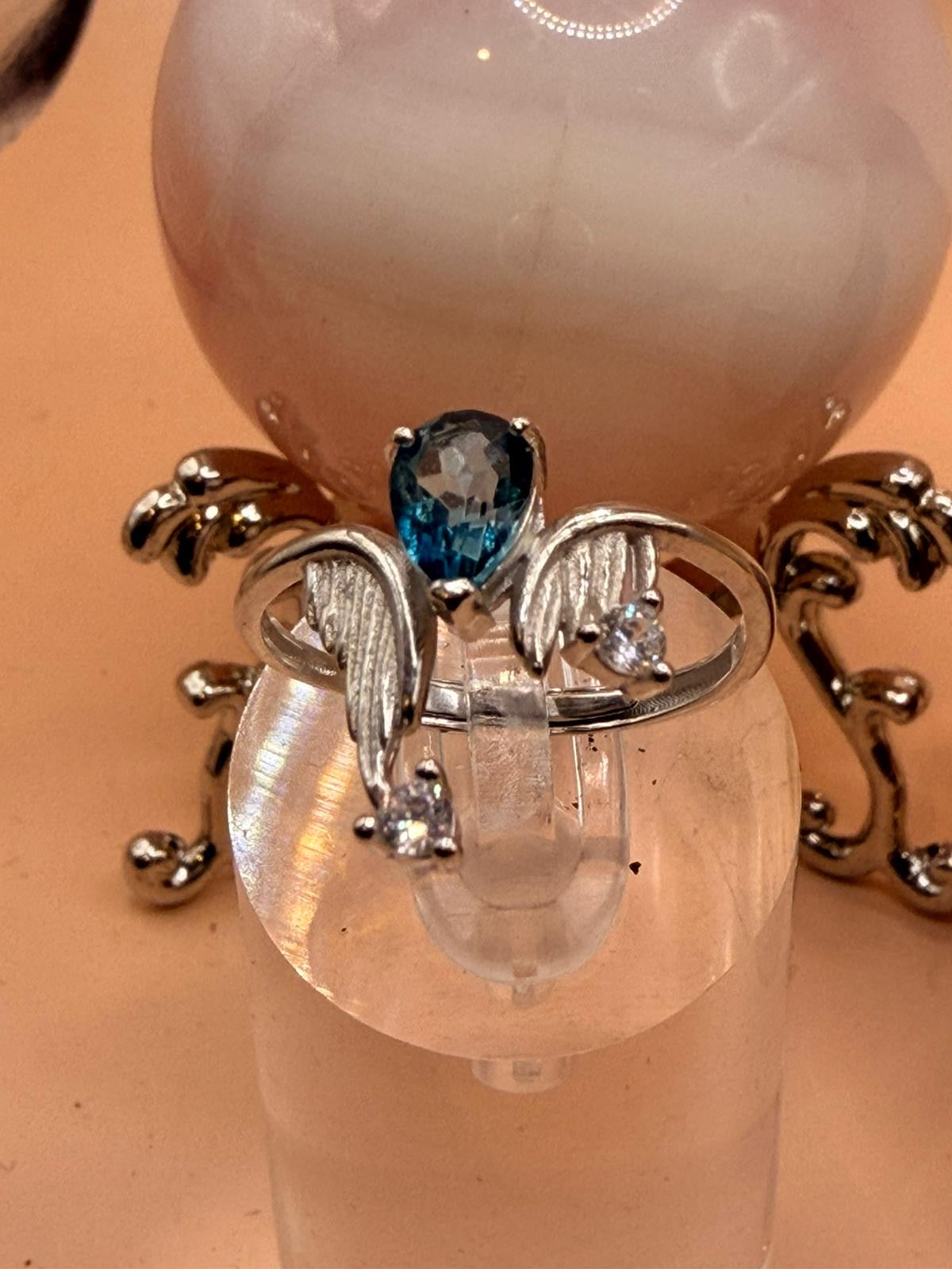 Topas mit Zirkon Flügel Ring