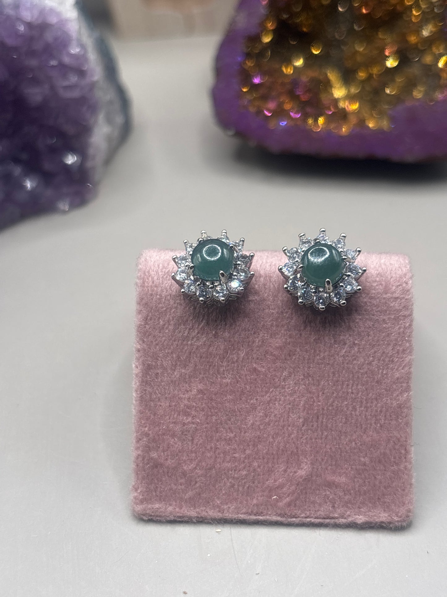 Grüne Jade Runde Ohrstecker