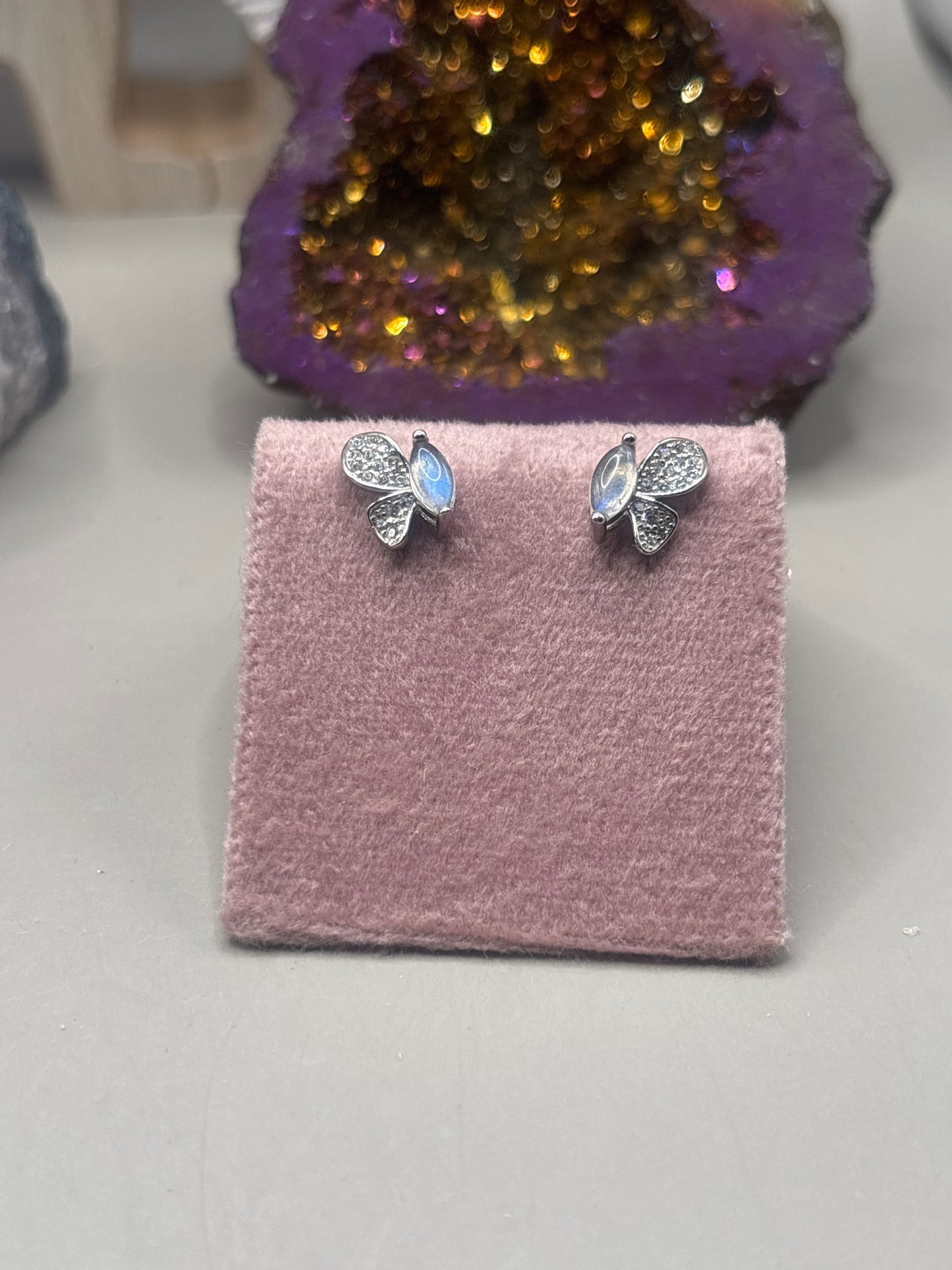 Mondstein Schmetterling Ohrstecker