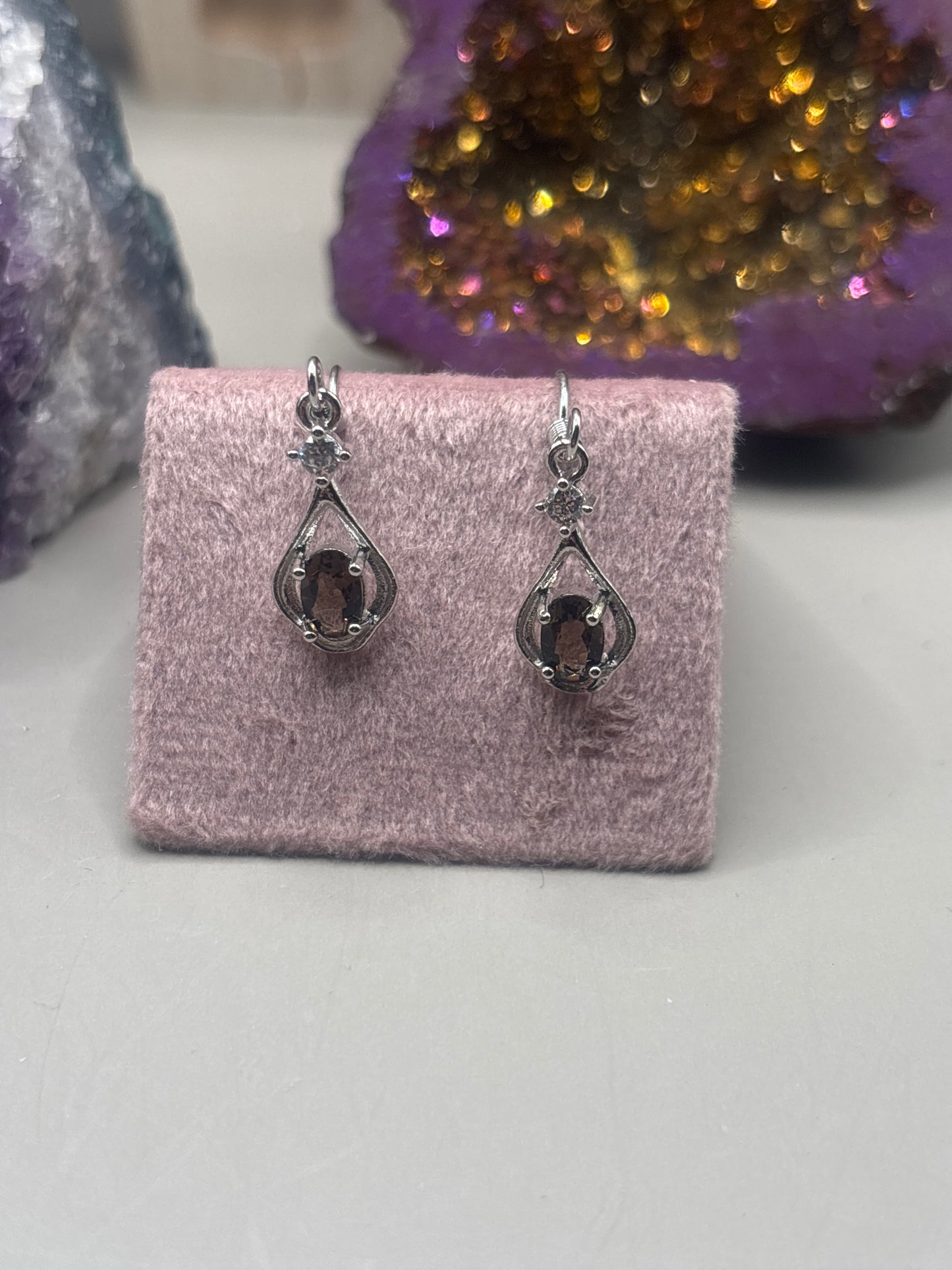 Rauchquarz hängende Ohrringe klassisch