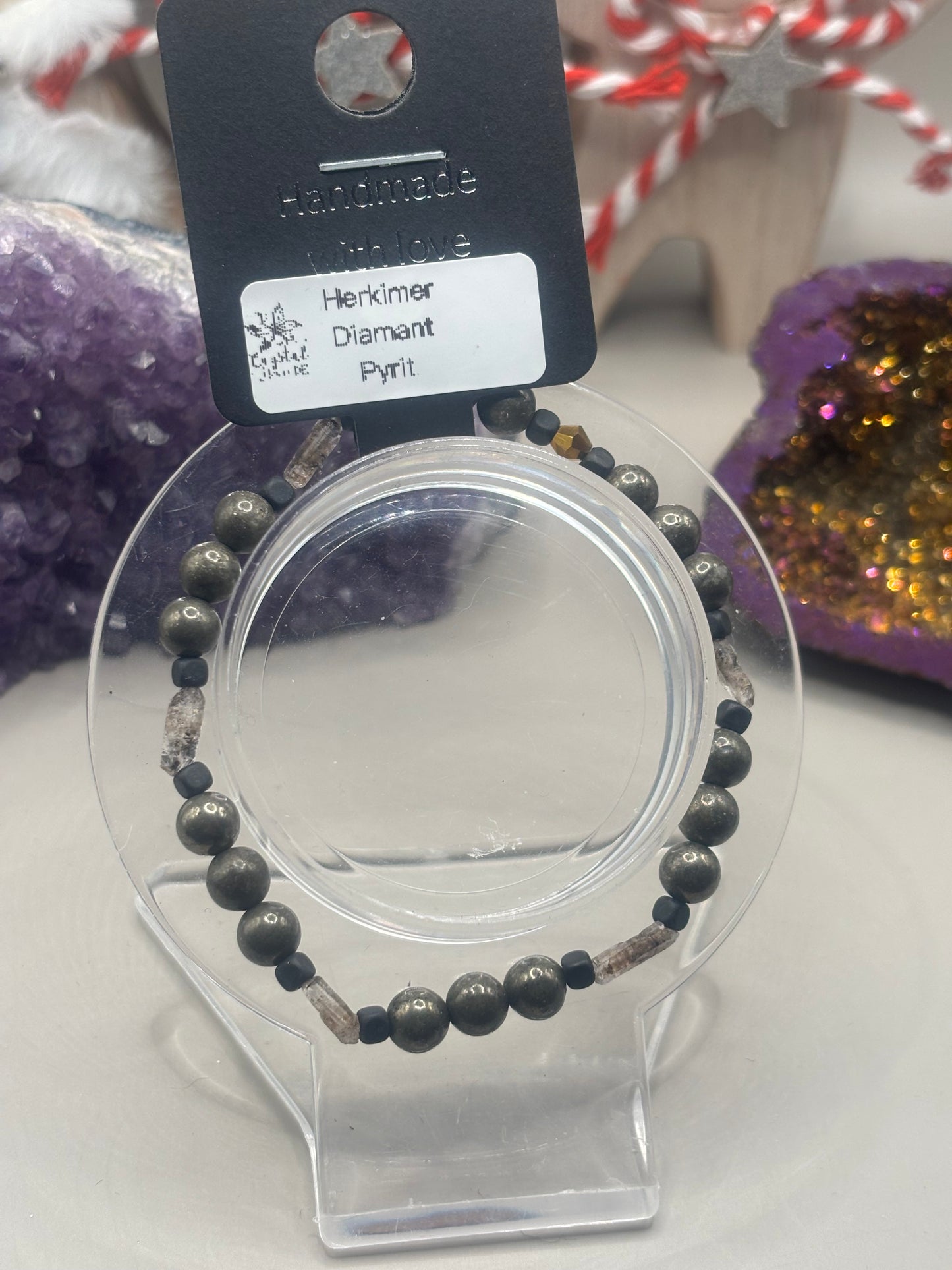 Herkimer Diamant und Pyrit Armband Handmade