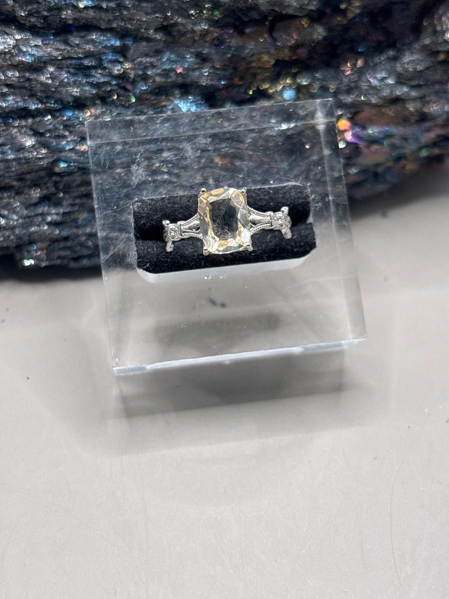 Citrin eckig schlichter Ring