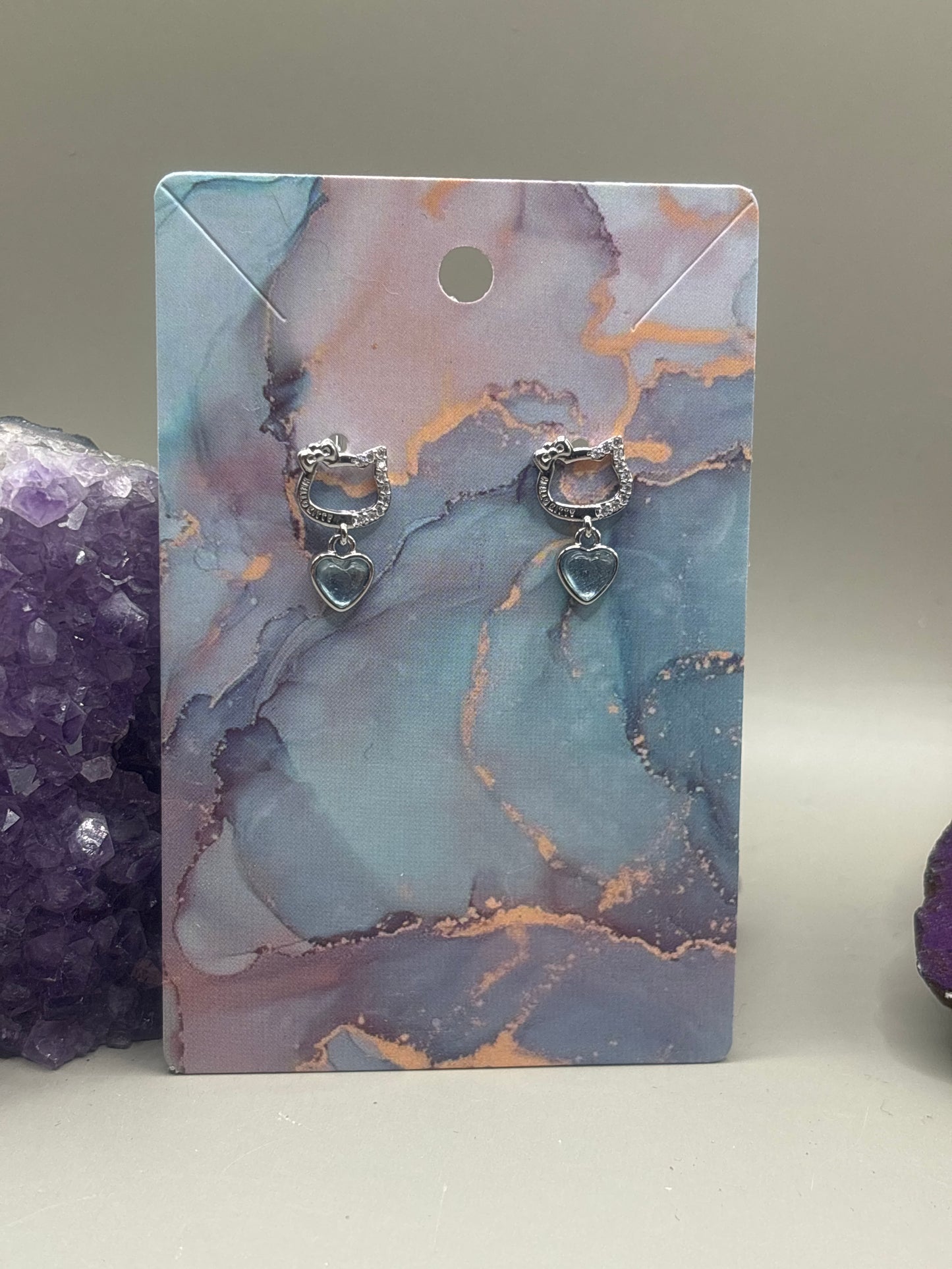 Aquamarin Katzenkopf Ohrstecker