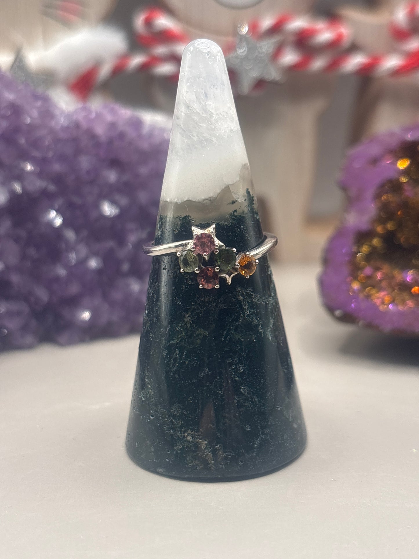 Bunter Turmalin Stern Ring