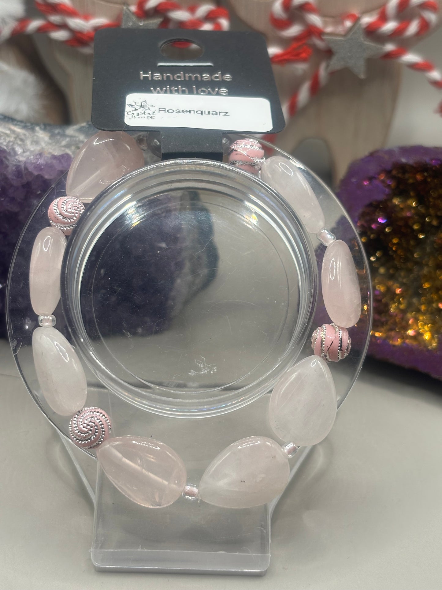 Rosenquarztropfen Armband Handmade