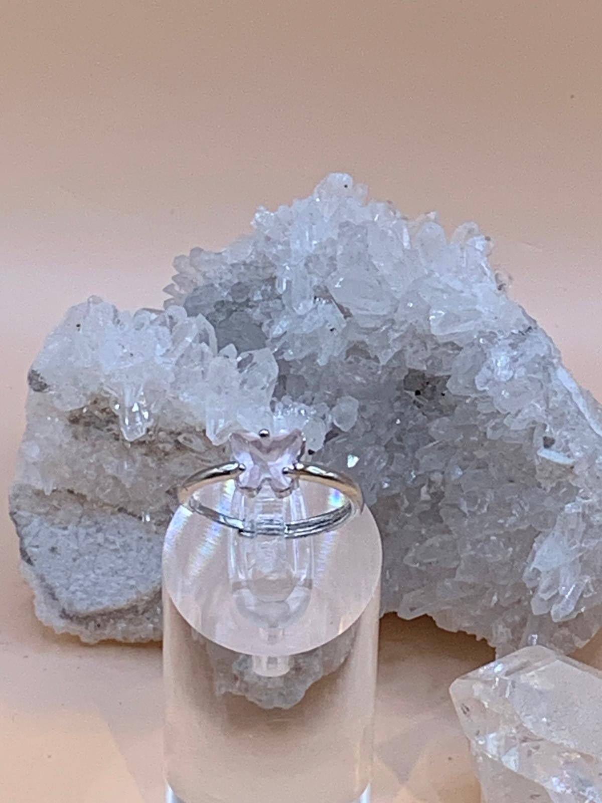 Rosenquarz Schmetterling Ring