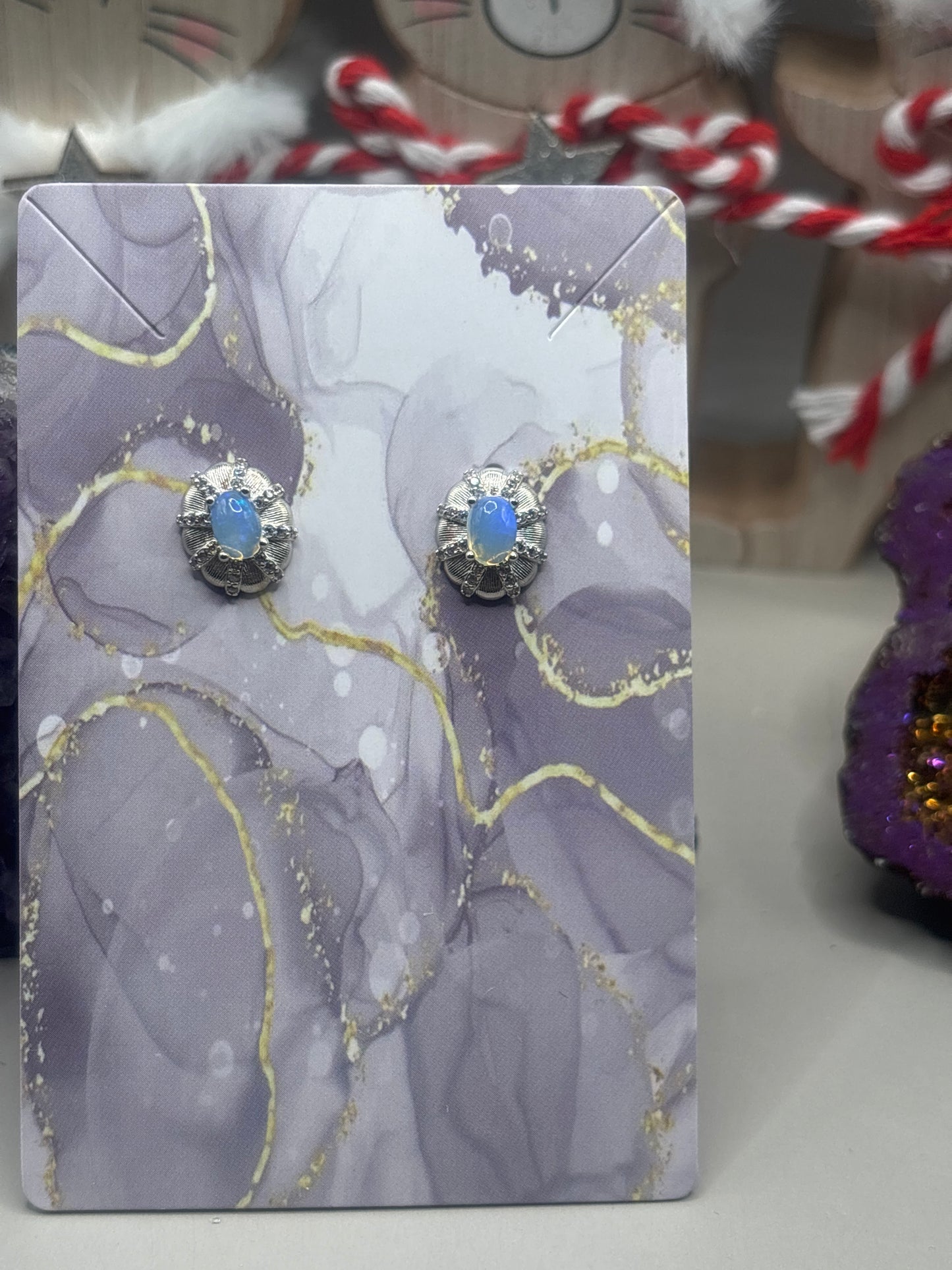 Opal oval Ohrstecker