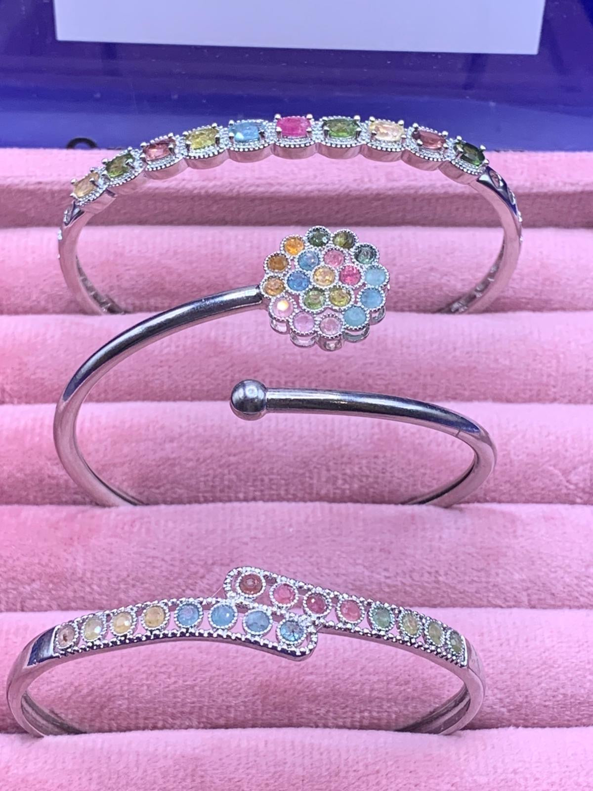 Bunter Turmalin Armreifen in verschiedenen Designs