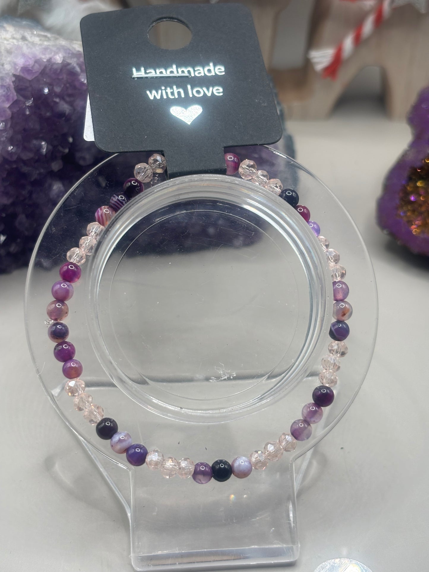 Lila Achat Armband Handmade