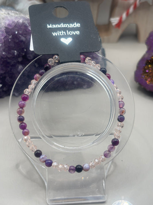 Lila Achat Armband Handmade