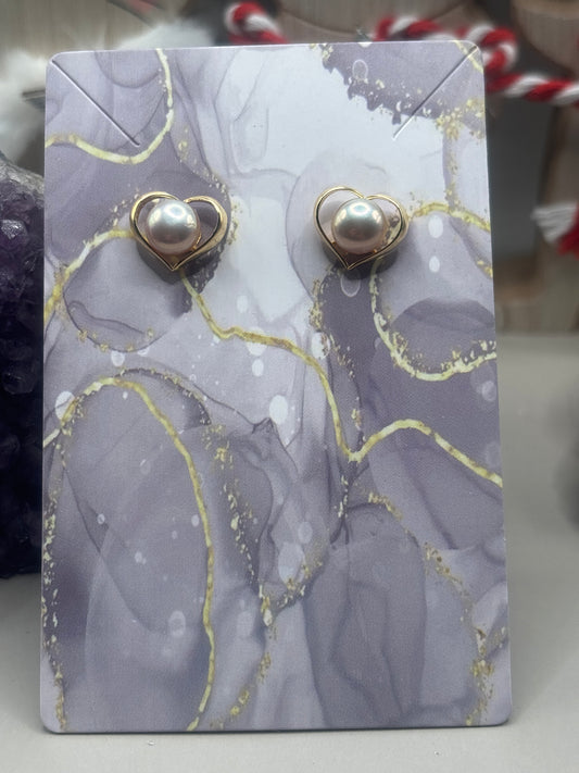 Perle Herz Ohrstecker