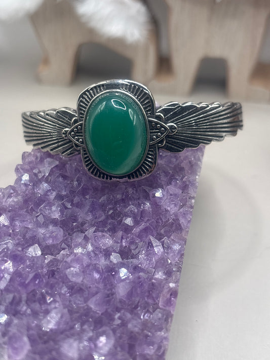 Grüner Aventurin Armreif im Vintage Design