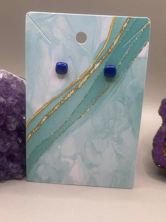 Eckige Lapislazuli Ohrstecker