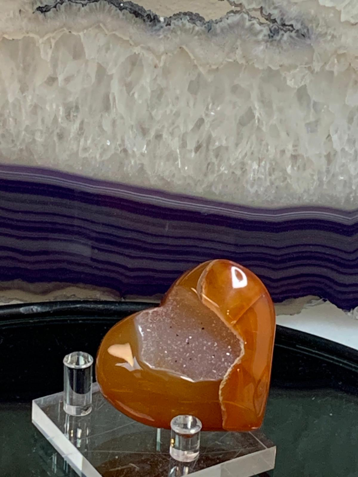 Karneol Herzen mit Druse