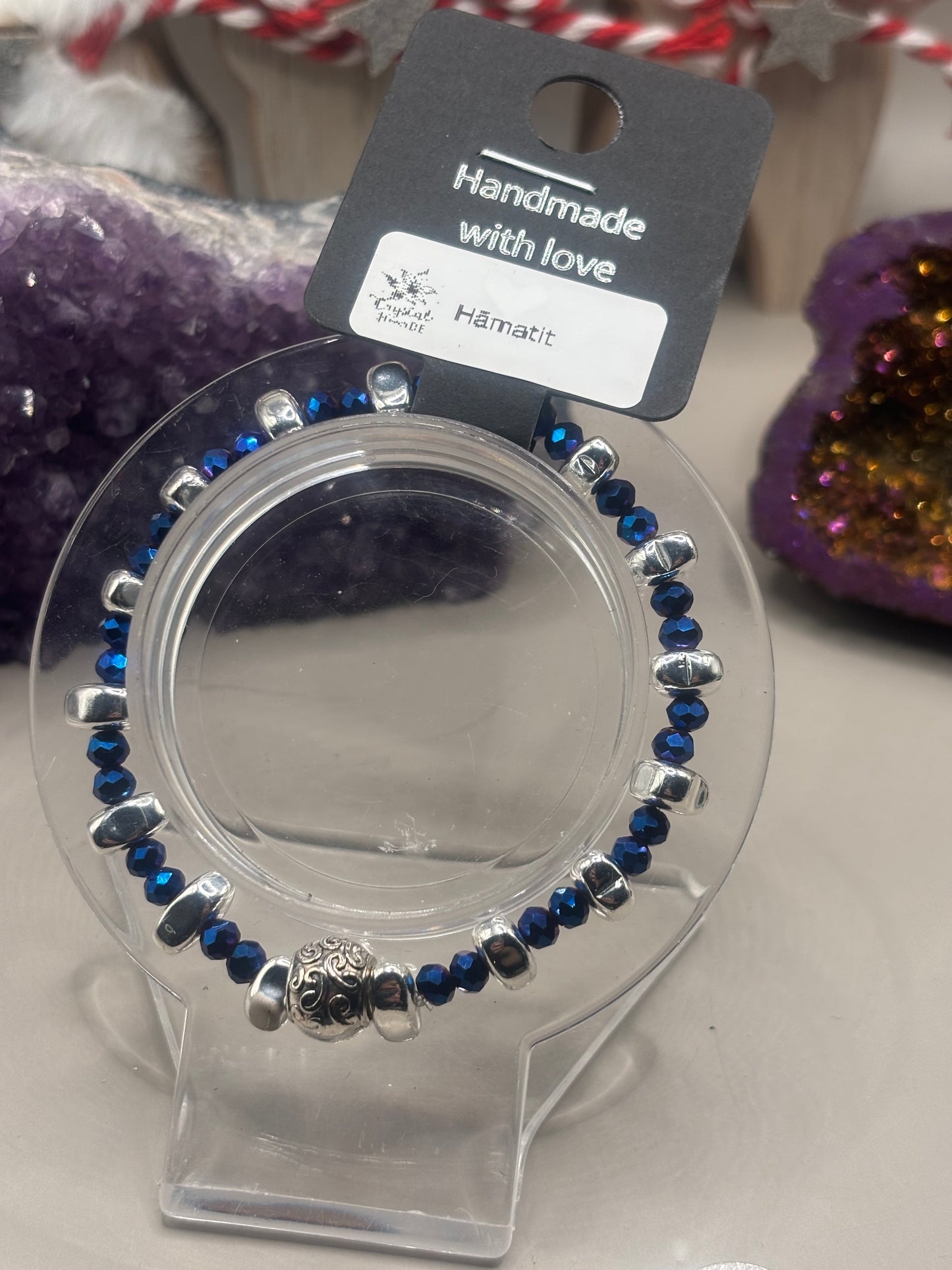 Hämatit mit großer Perle Armband Handmade