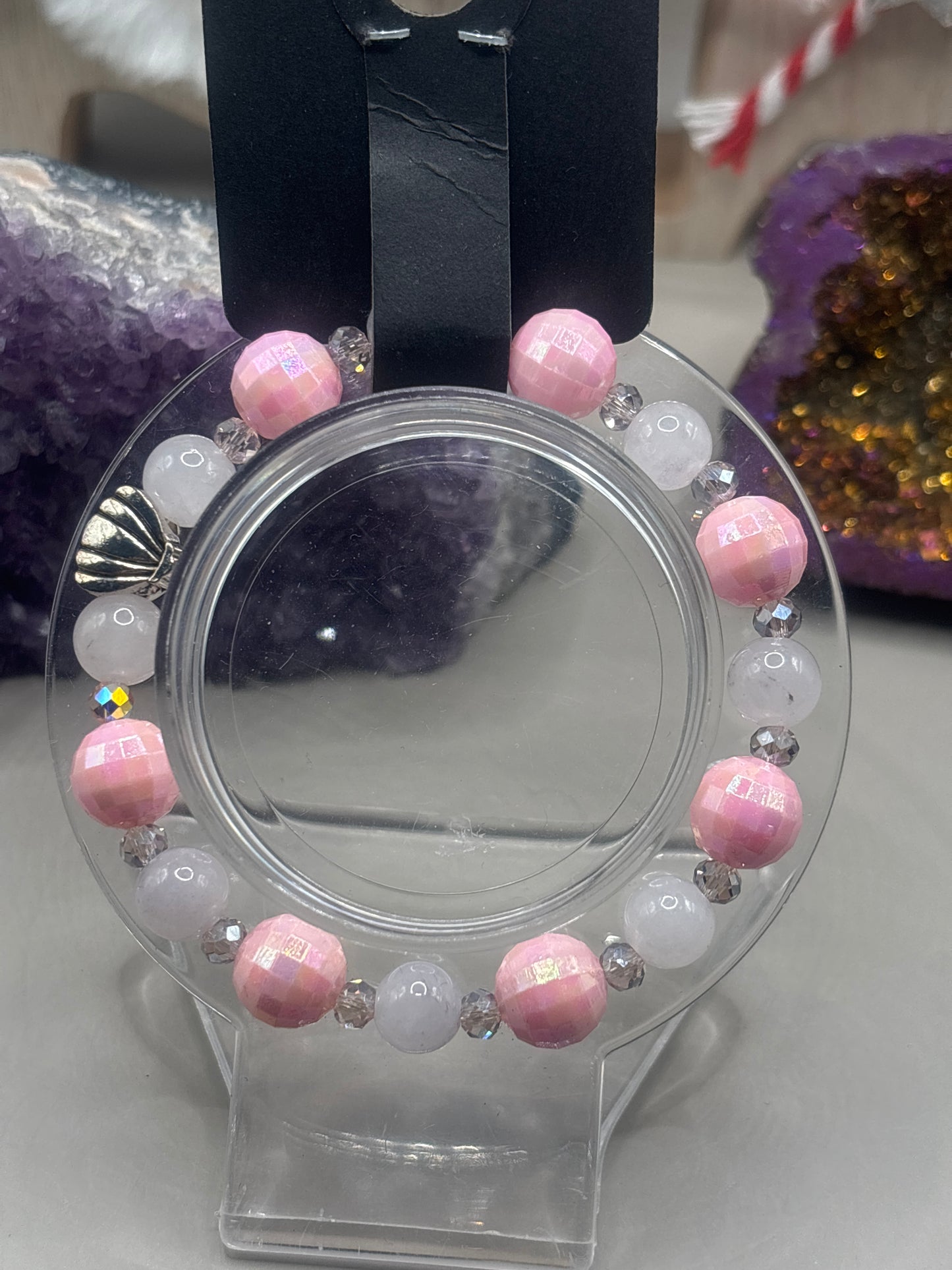 Chalzedon mit Muschelcharm Armband Handmade