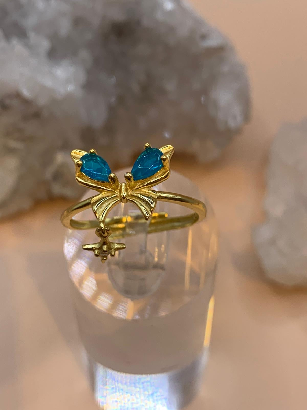 Blauer Opal Schmetterling Ring