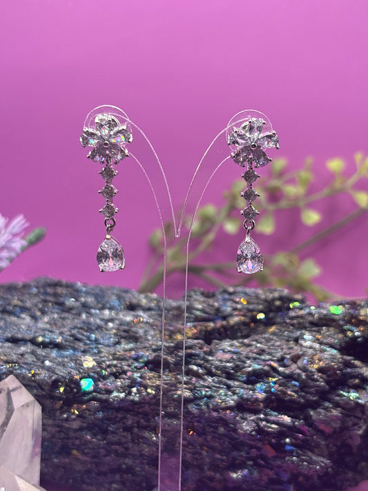 Hängende Glasstrass Ohrringe Blumen