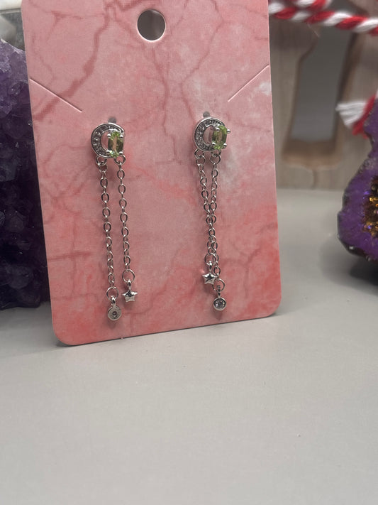 Epidot Mond hängende Ohrringe