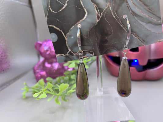 Klare Rauchquarz Ohrringe in Tropfenform