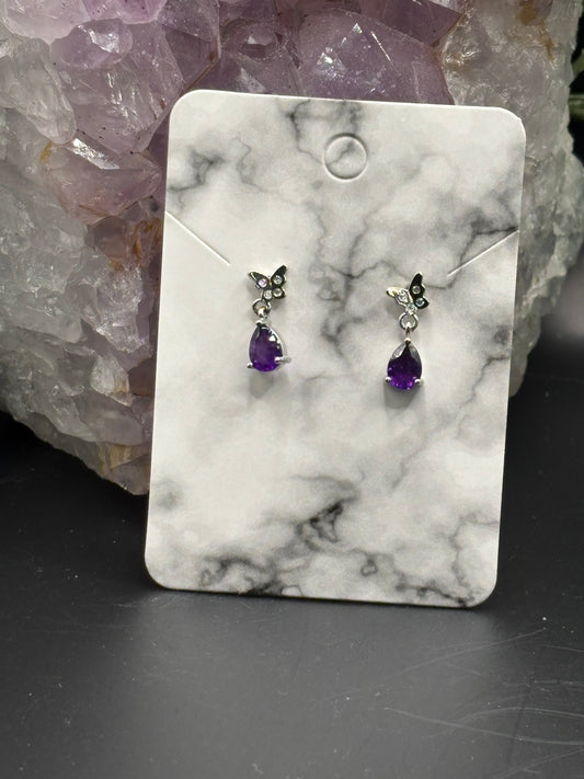 Amethyst Schmetterlinge hängende Ohrringe