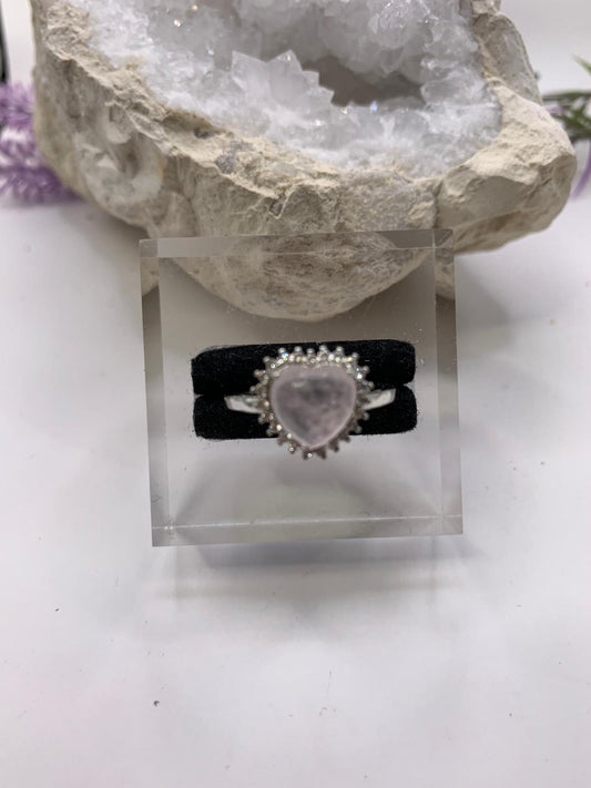 Rosenquarz Herz Ring