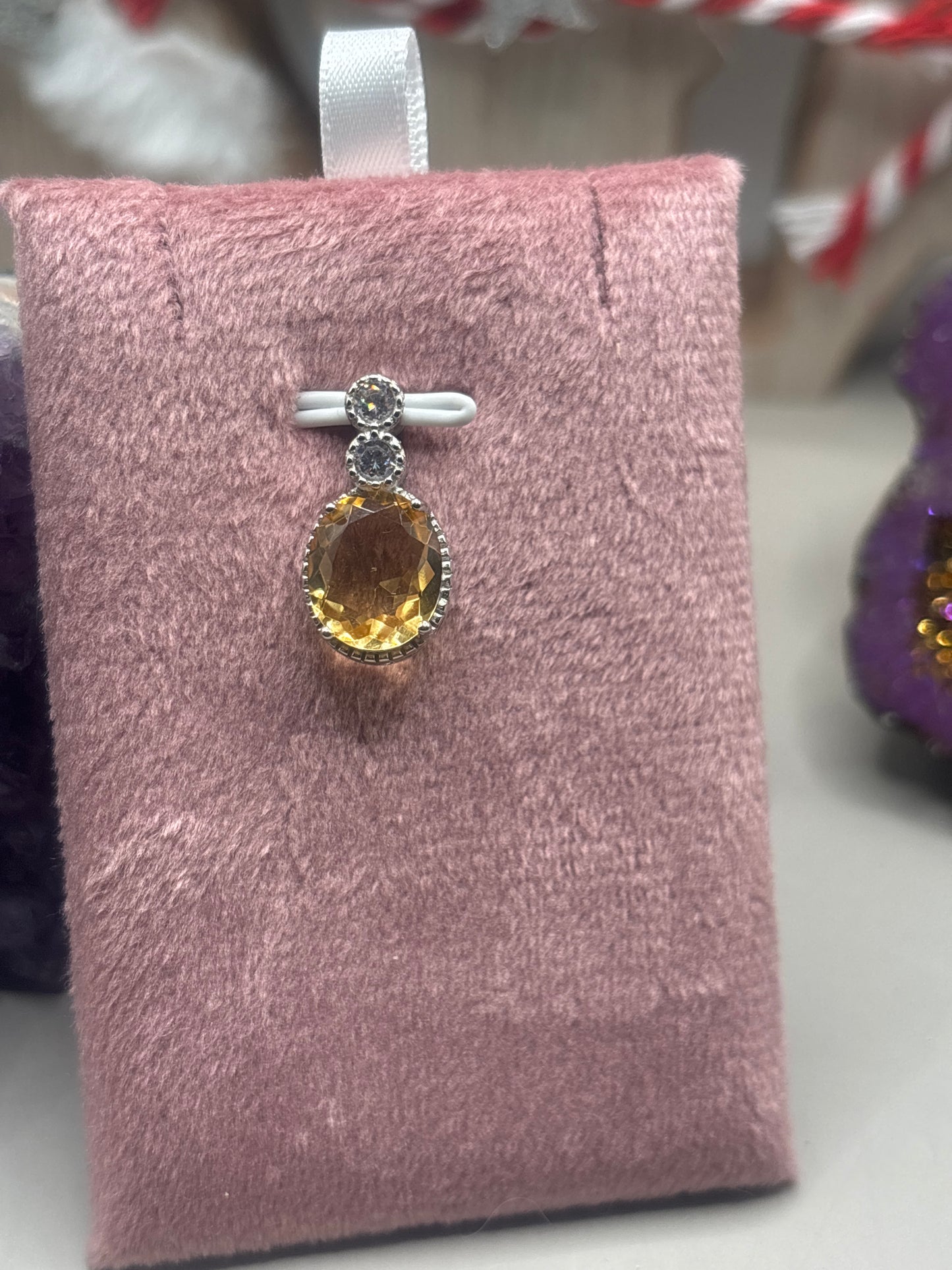 Citrin Anhänger rund klassisch