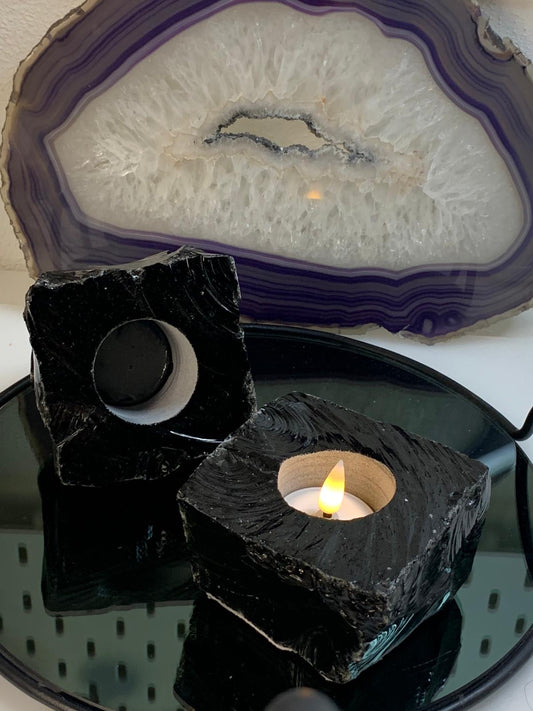 Obsidian Teelicht