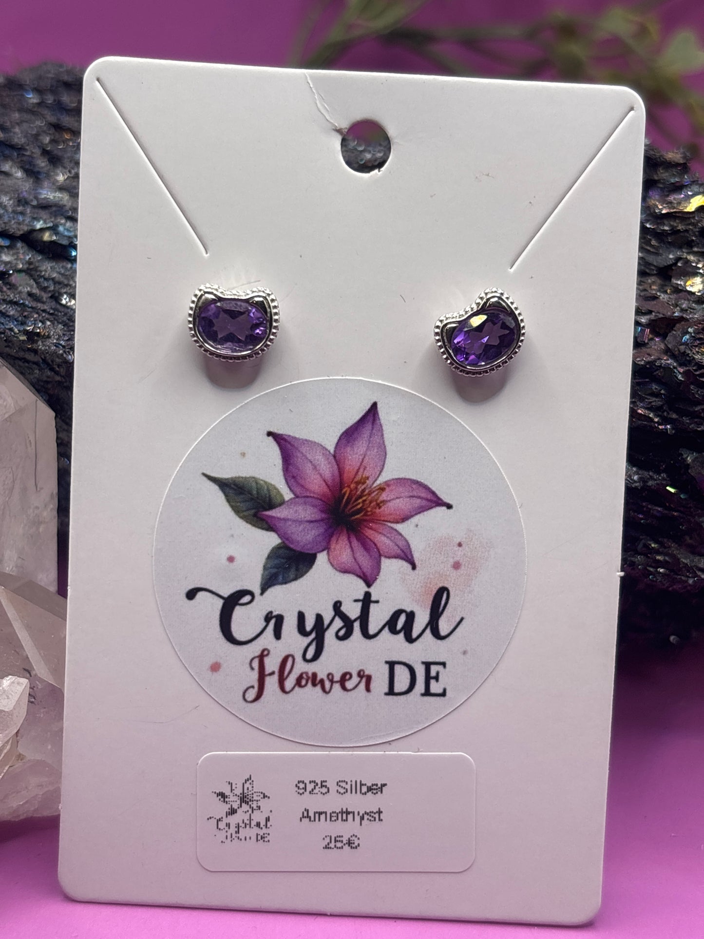 Amethyst Katzenkopf Ohrstecker