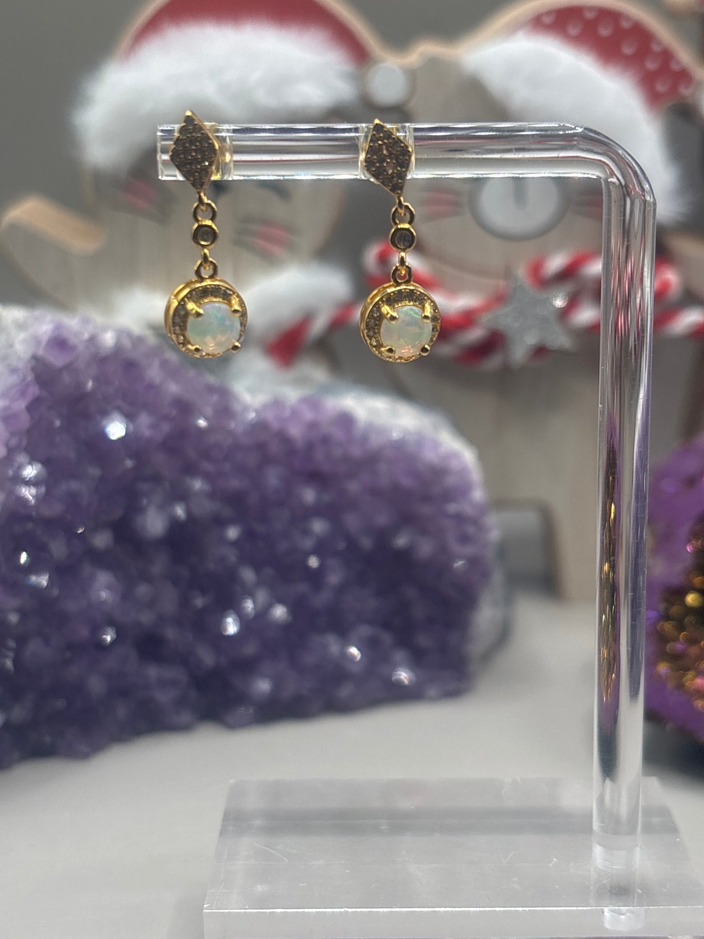 Opal hängende Ohrringe