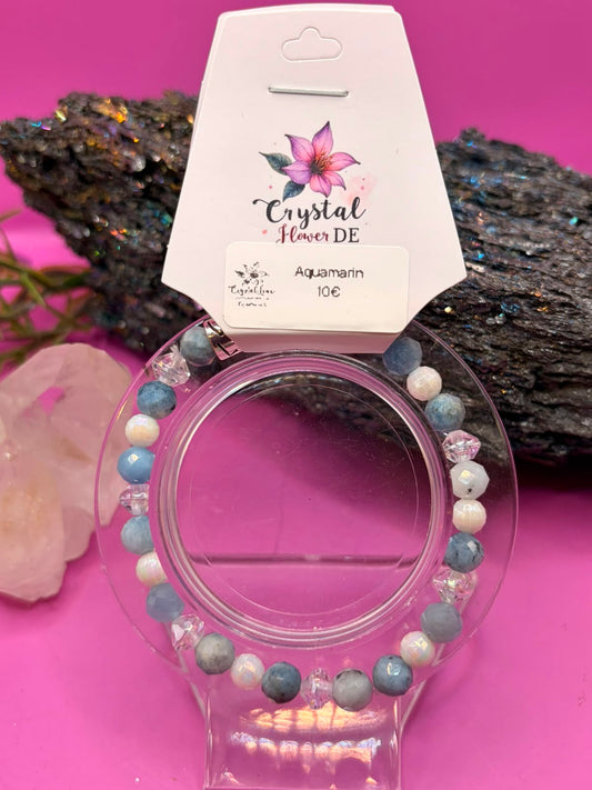 Aquamarin facettiert Handmade Armband