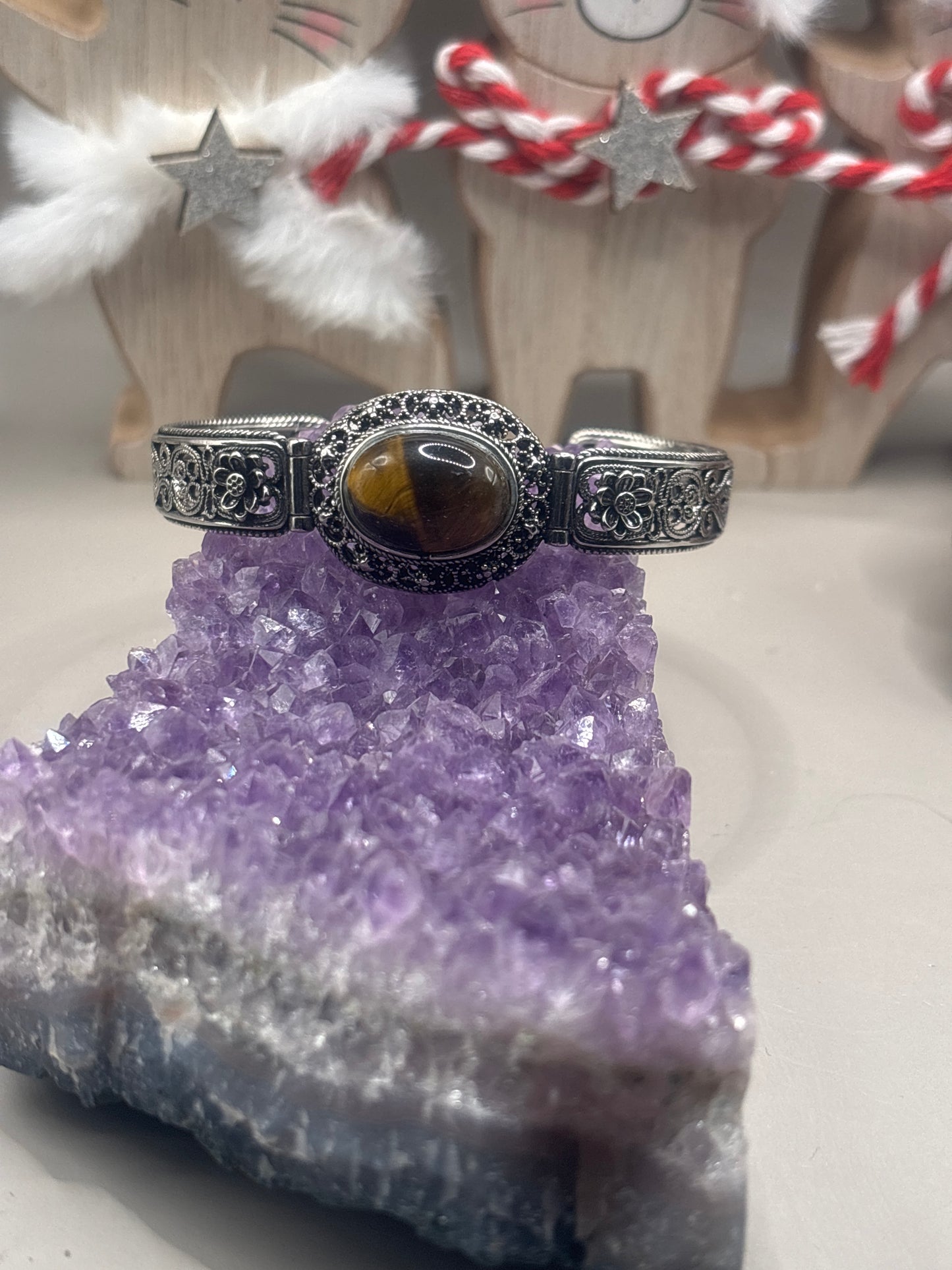 Tigerauge im Vintage Design Armreif