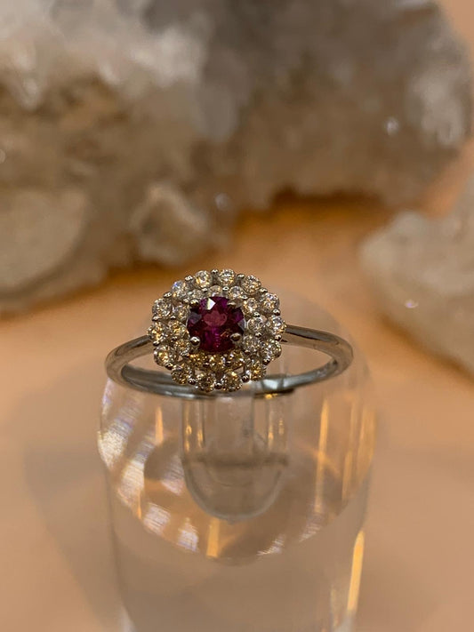 Purple Granat mit Zirkon Ring