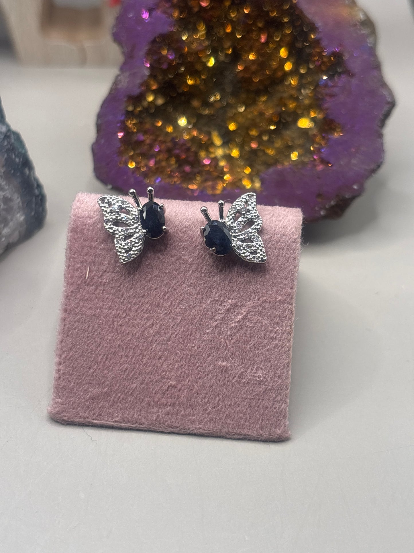 Saphir Schmetterlinge Ohrstecker