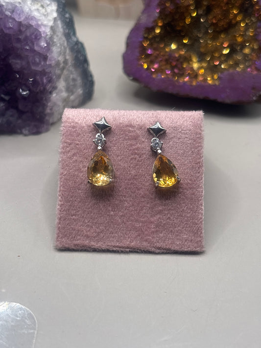 Citrin Tropfen klassisch hängende Ohrringe