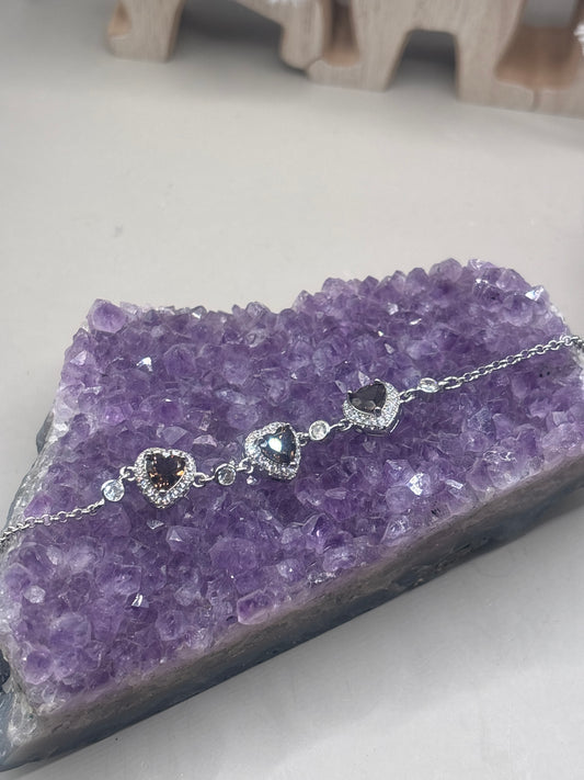 Rauchquarz Herzen Armband