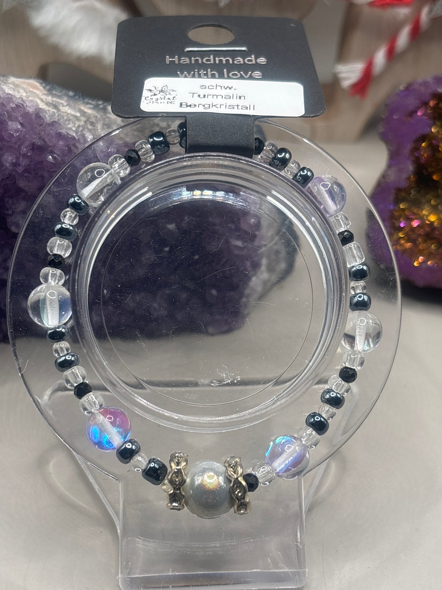 Turmalin und Bergkristall Armband Handmade