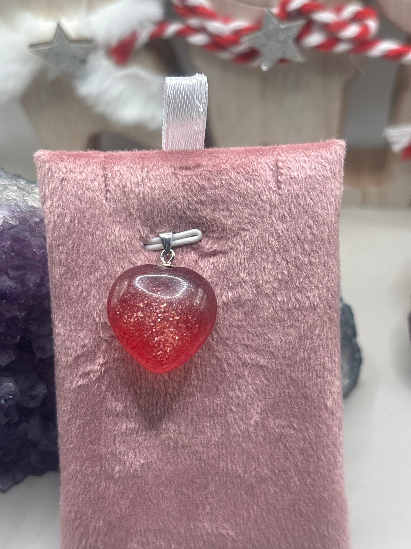 Erdbeerquarz Herz Anhänger