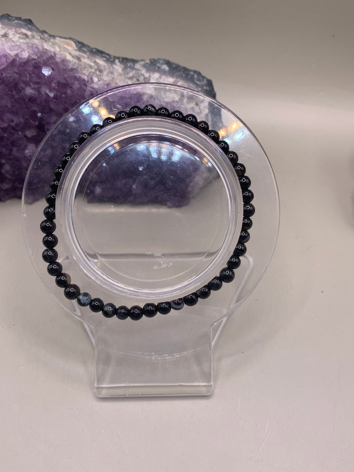 Schwarzer Achat Perlenarmband