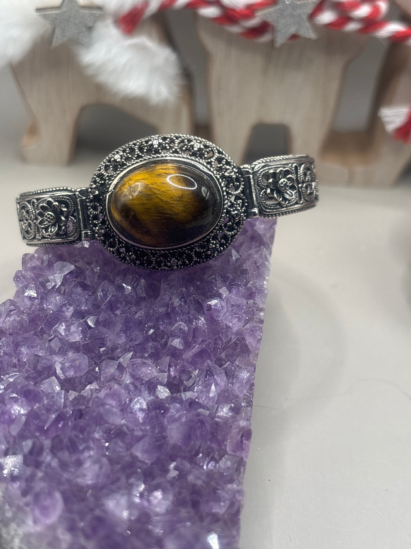 Tigerauge im Vintage Design Armreif