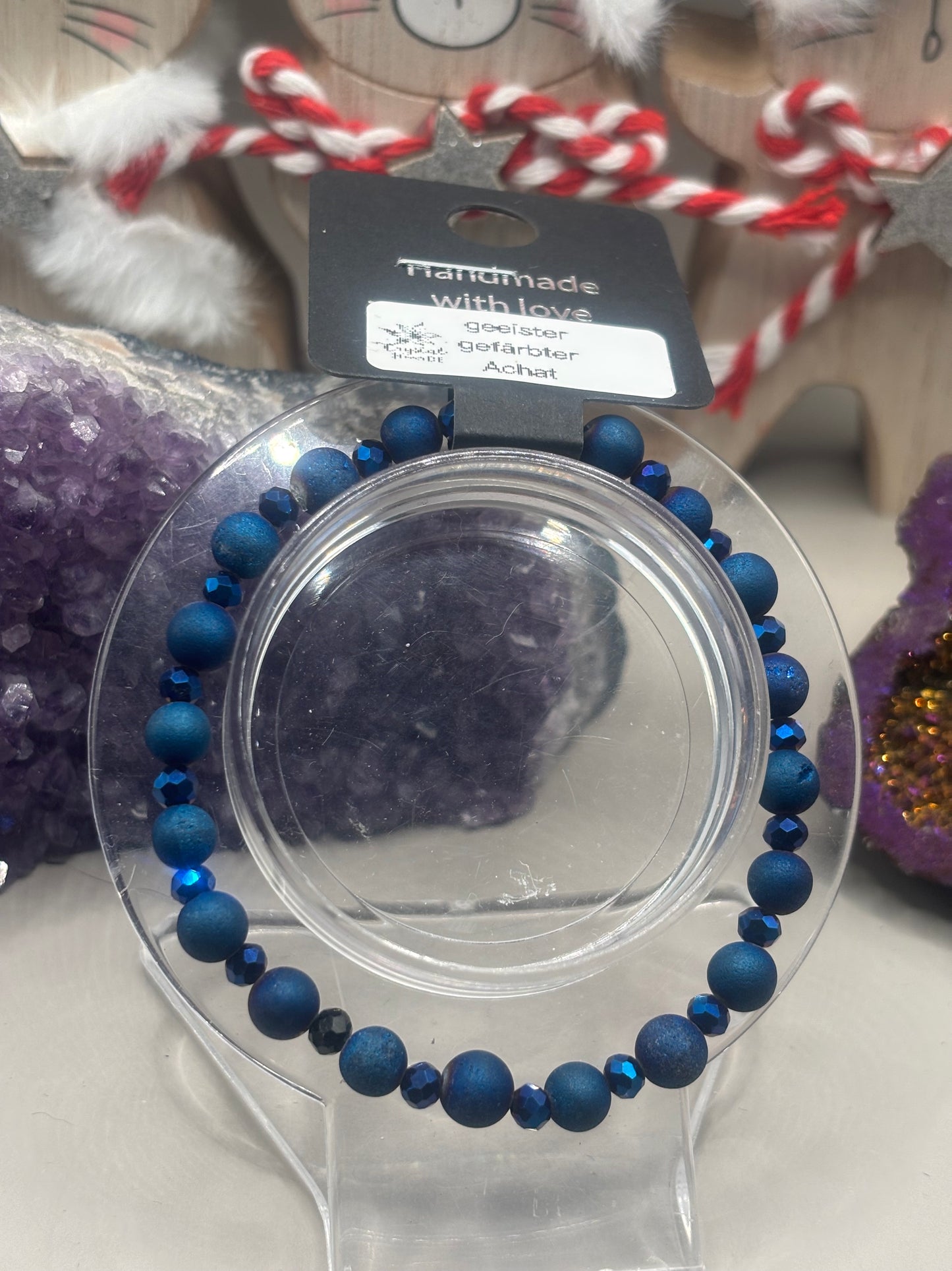 Geeister Achat mit Druse Armband Handmade