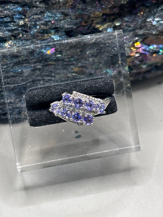 Lilaner Topas 2 Reihen Ring