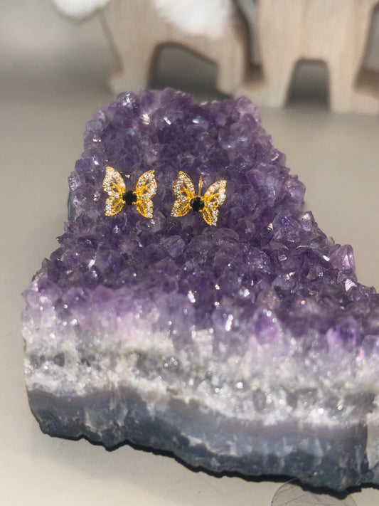 Schwarzer Spinell Schmetterlinge Ohrstecker