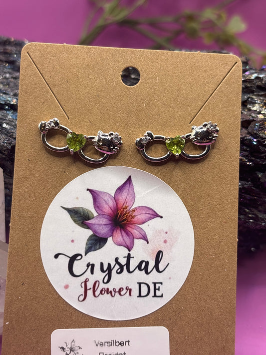 Peridot Brille mit Katze Ohrstecker