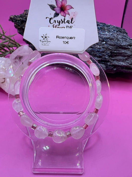 Rosenquarz Tropfen Handmade Armband